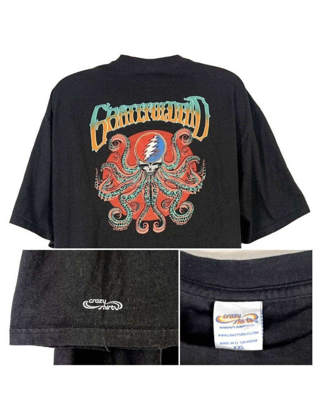 Grateful Dead Kraken Crazy Shirts Mens T-Shirt size 2XL 51x33 Tentacles Licensed